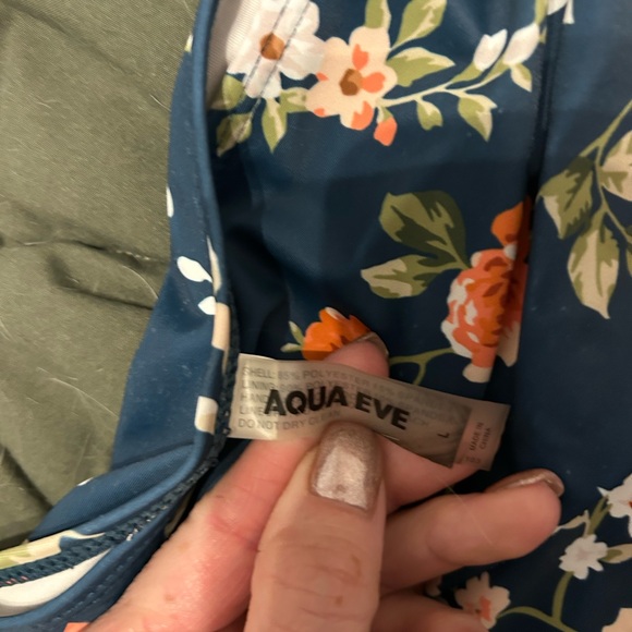 Floral High-Waisted Bikini Bottoms Only- Orange and Blue - Picture 3 of 3